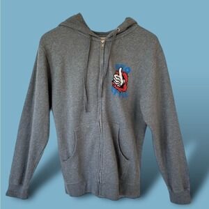 Independent Mens Bro Style Hoodie Graphic Print Full Zip Pocket Grey No Size Tag